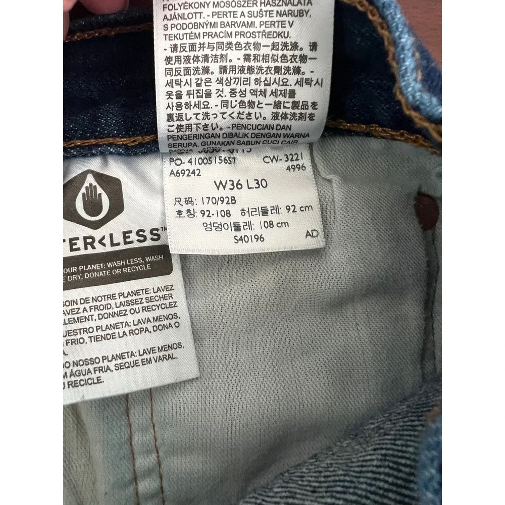 Levis 501 Original Fit Mens Dark Wash Blue Straight Leg Denim Jeans 36x30